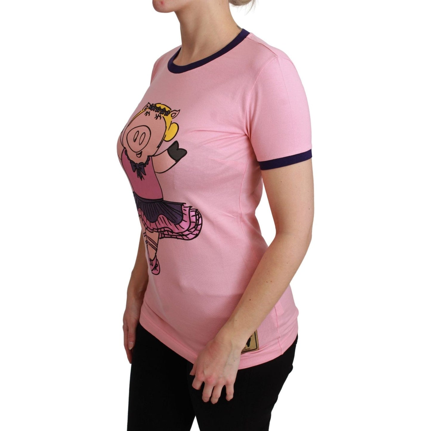 Dolce & Gabbana Pink YEAR OF THE PIG Top Cotton T-shirt TSH4556-36