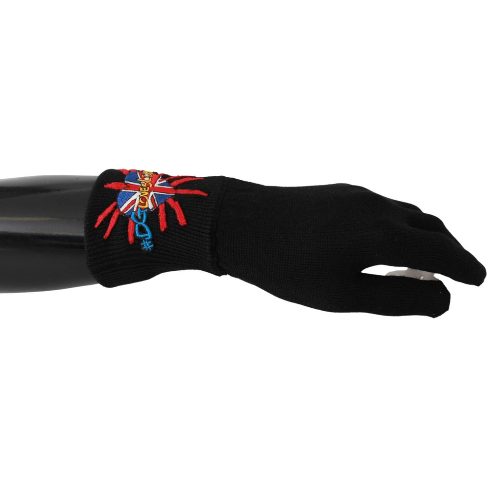 Dolce & Gabbana Black #DGLovesLondon Embroidered Wool Gloves 293990360551