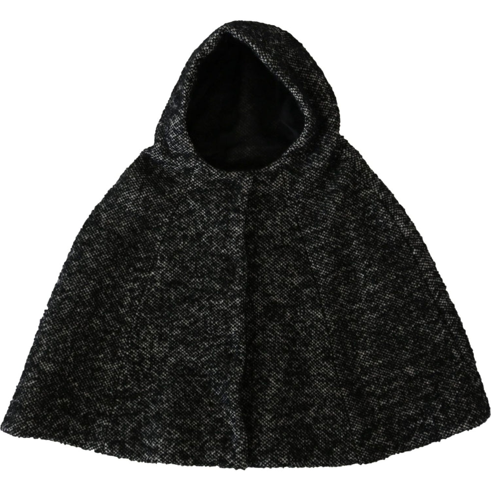 Dolce & Gabbana Gray Tweet Wool Shoulder Hat Hooded Scarf TSH4233-57