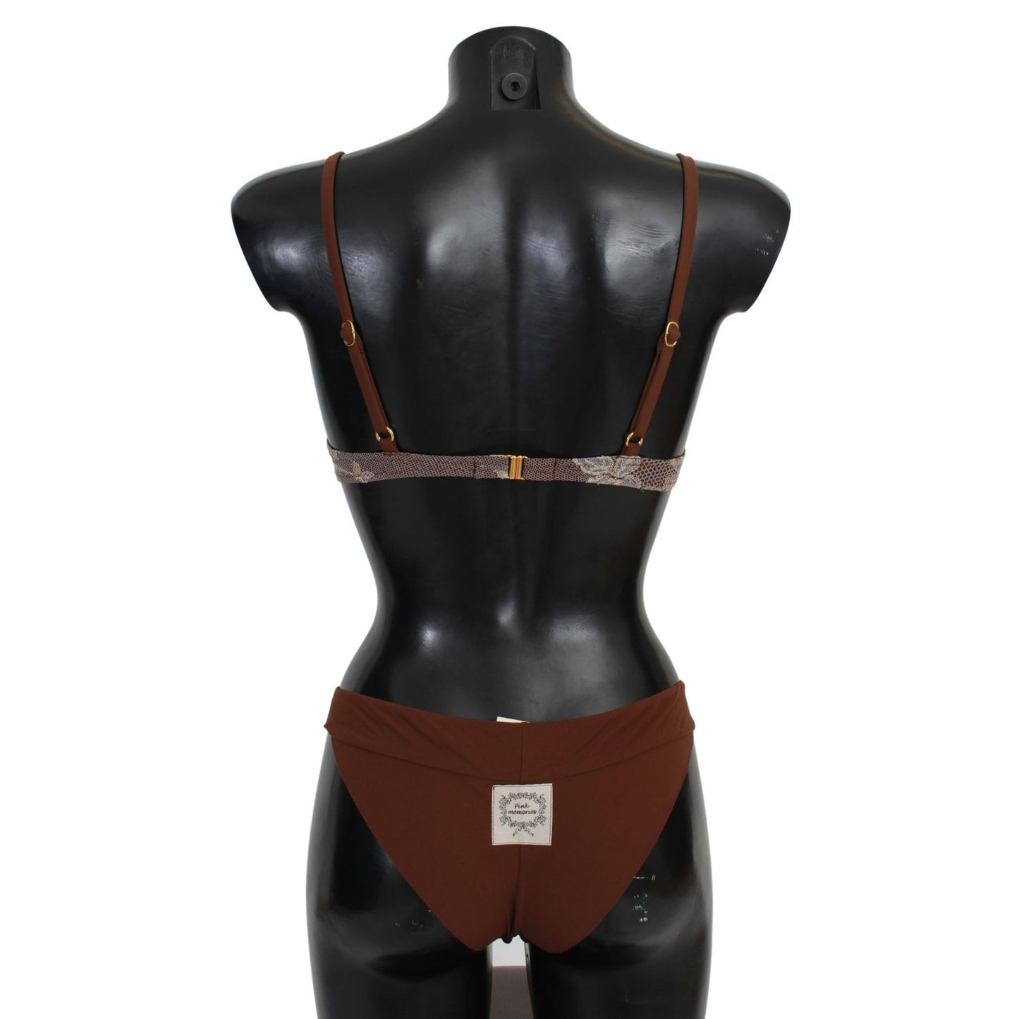 PINK MEMORIES Brown Lace Beachwear Two Piece Bikini Swimsuit