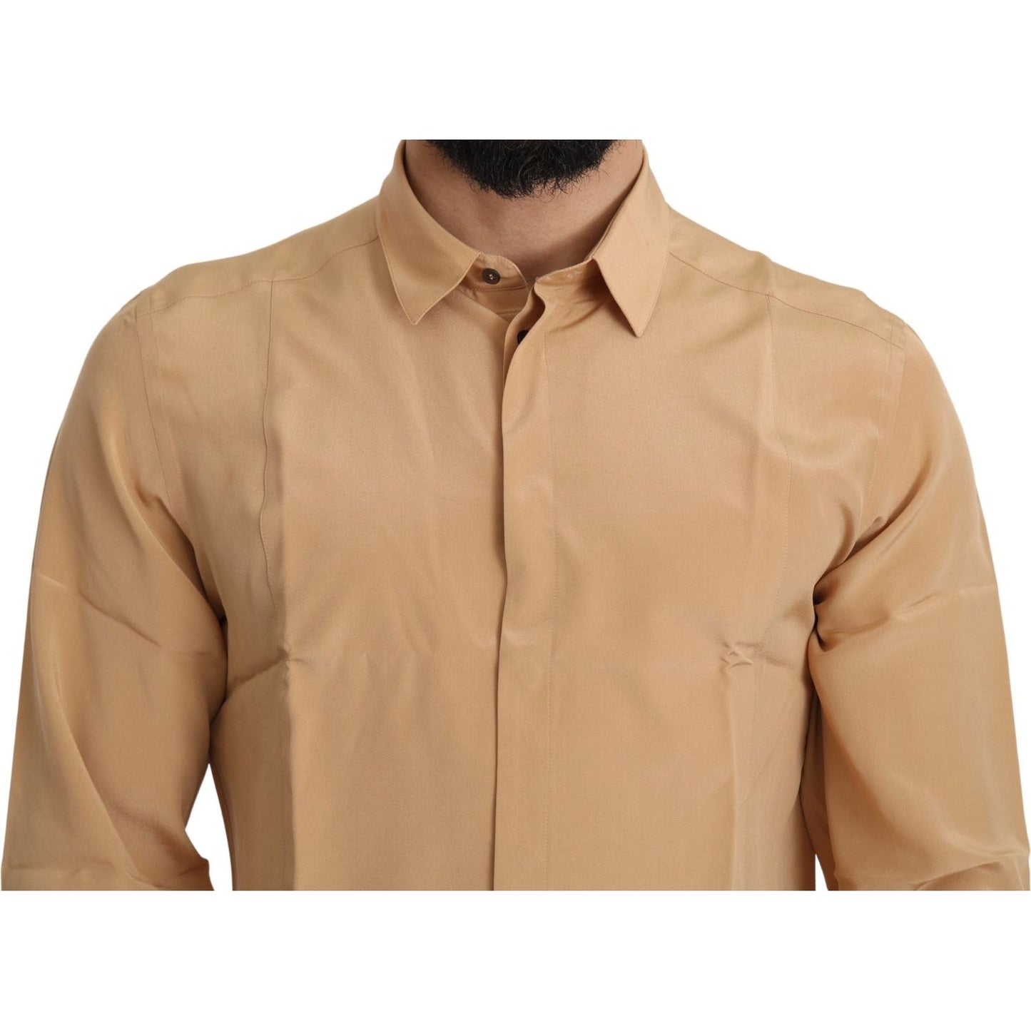 Dolce & Gabbana Yellow 100% Silk GOLD Top Slim Shirt