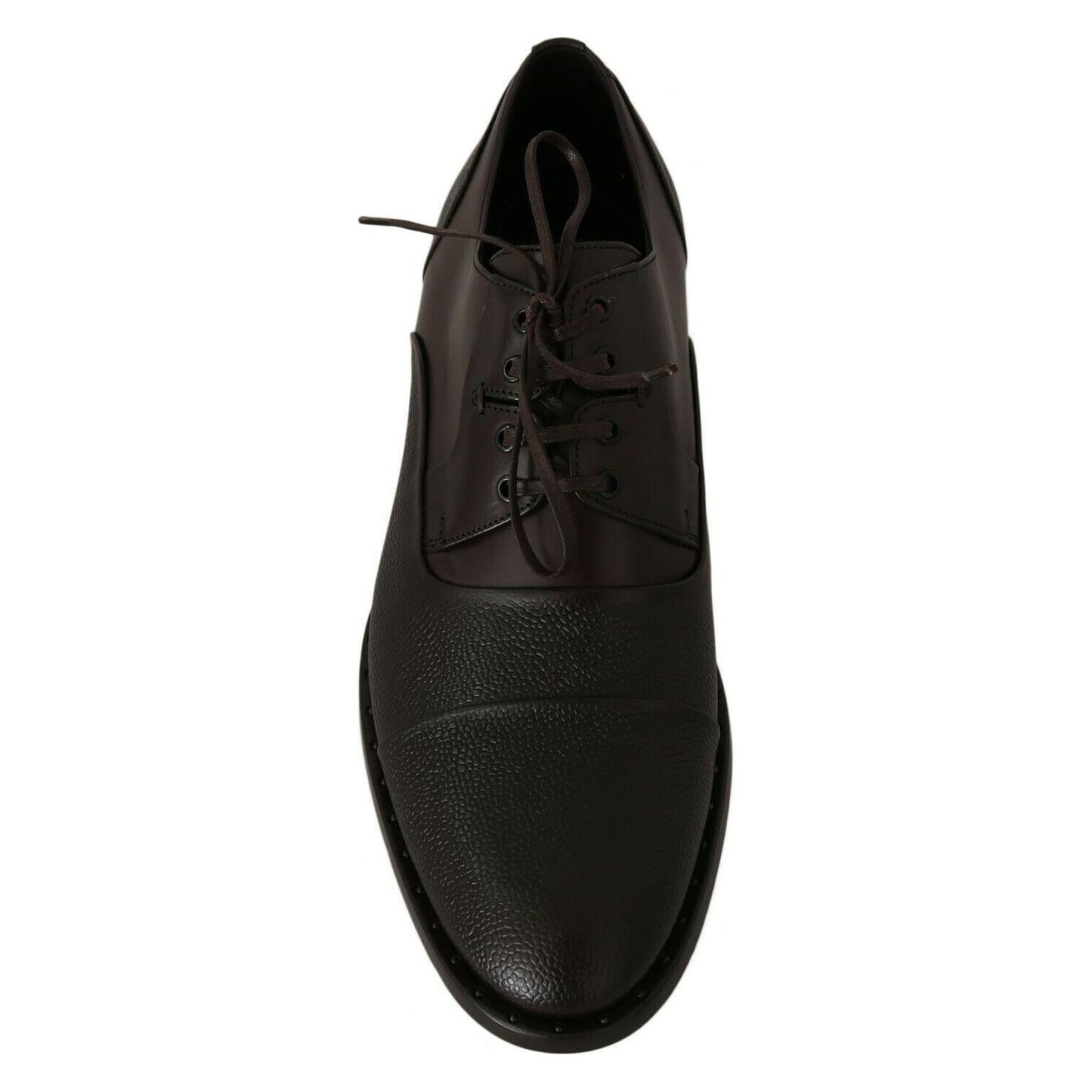 Dolce & Gabbana Elegant Brown Leather Formal Lace-ups Dolce & Gabbana Black
