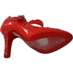 Dolce & Gabbana Red Floral Crystal CINDERELLA Heels Shoes LA7289-40