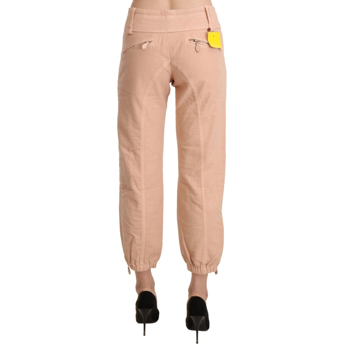 Ermanno Scervino Beige Mid Waist Cropped Cotton Trouser Pants Jeans & Pants
