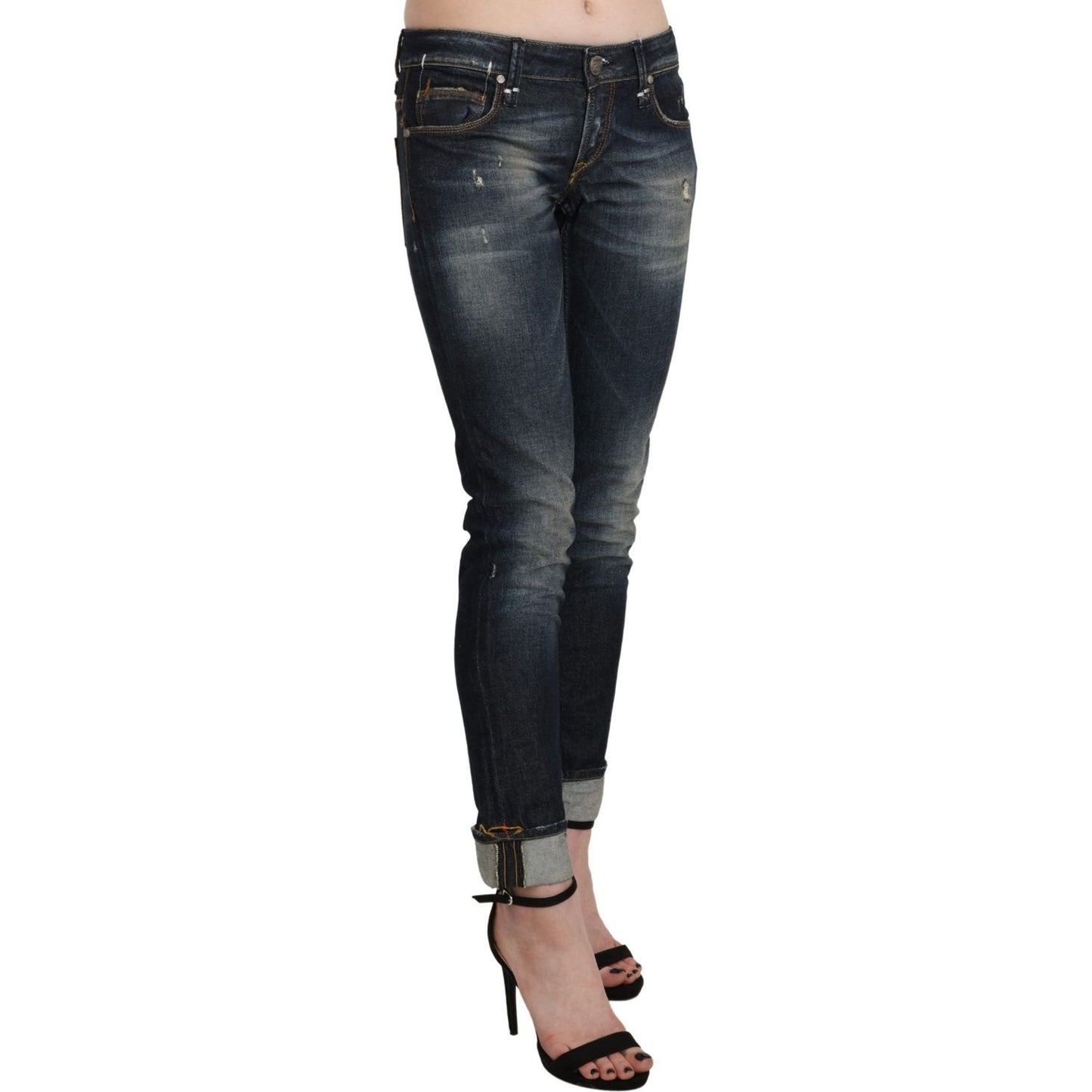Acht Blue Washed Low Waist Skinny Cropped Denim Pant Jeans & Pants