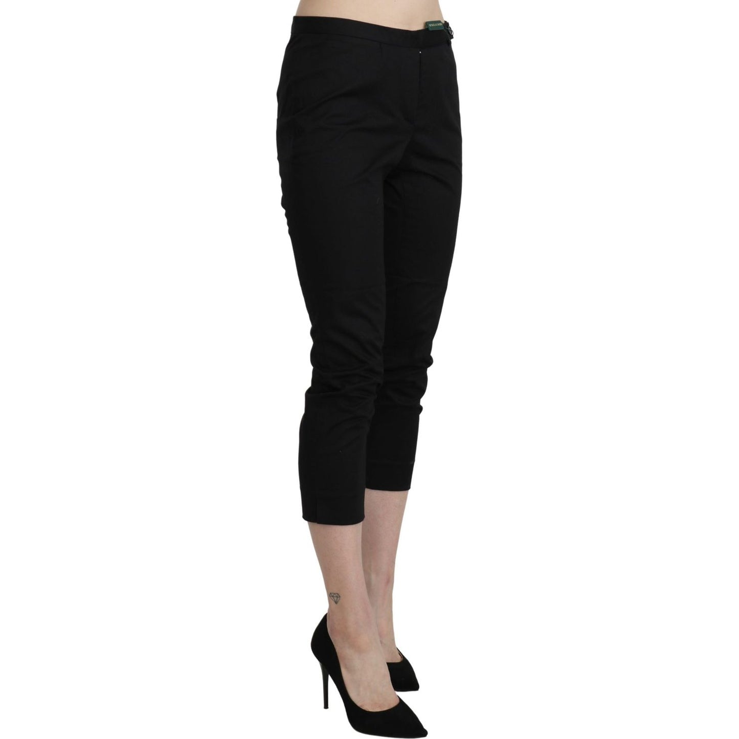 BENCIVENGA Black High Waist Skinny Cropped Dress Trouser Pants Jeans & Pants