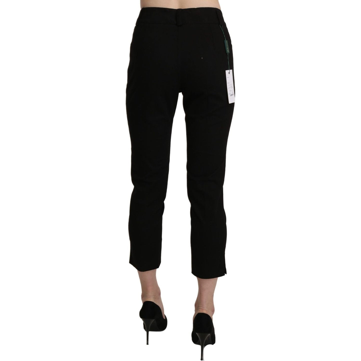 BENCIVENGA Black High Waist Skinny Cropped Dress Trouser Pants Jeans & Pants