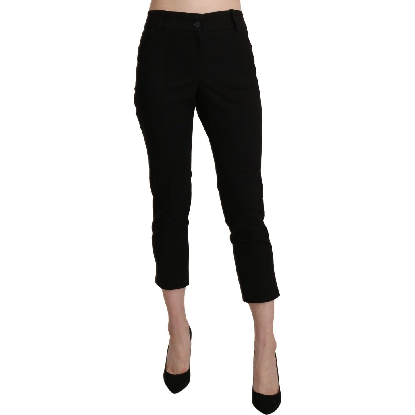 BENCIVENGA Black High Waist Skinny Cropped Dress Trouser Pants Jeans & Pants