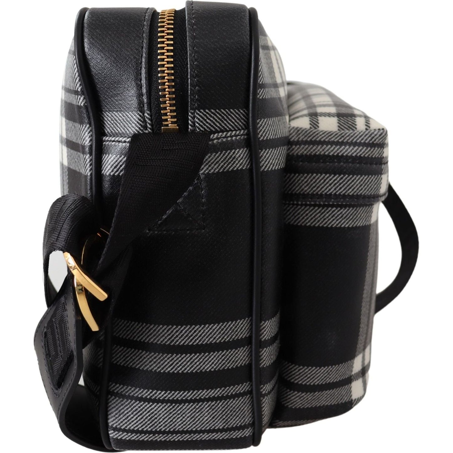 Versace Elegant Grey Leather Crossbody Bag Crossbody Bag Versace Black