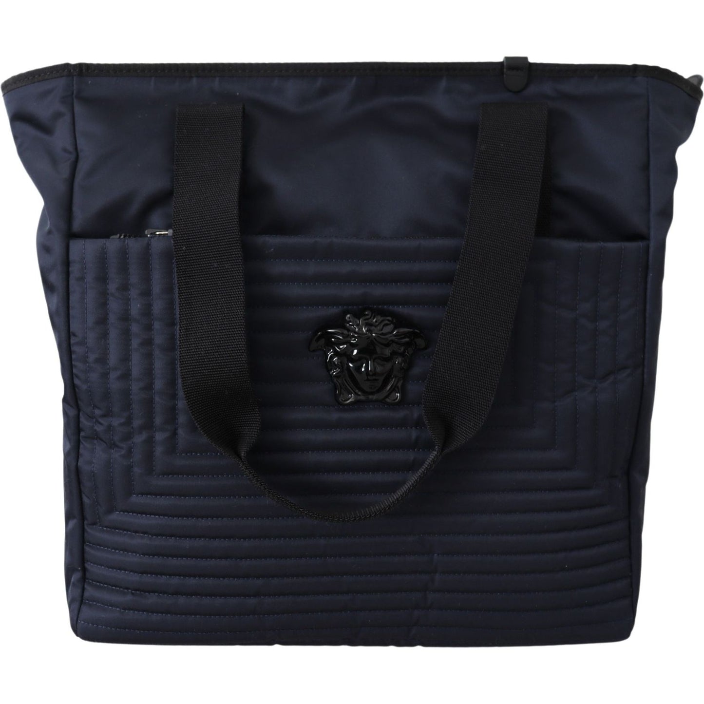 Versace Elegant Blue Nylon Tote Bag Versace Dark Slate Gray