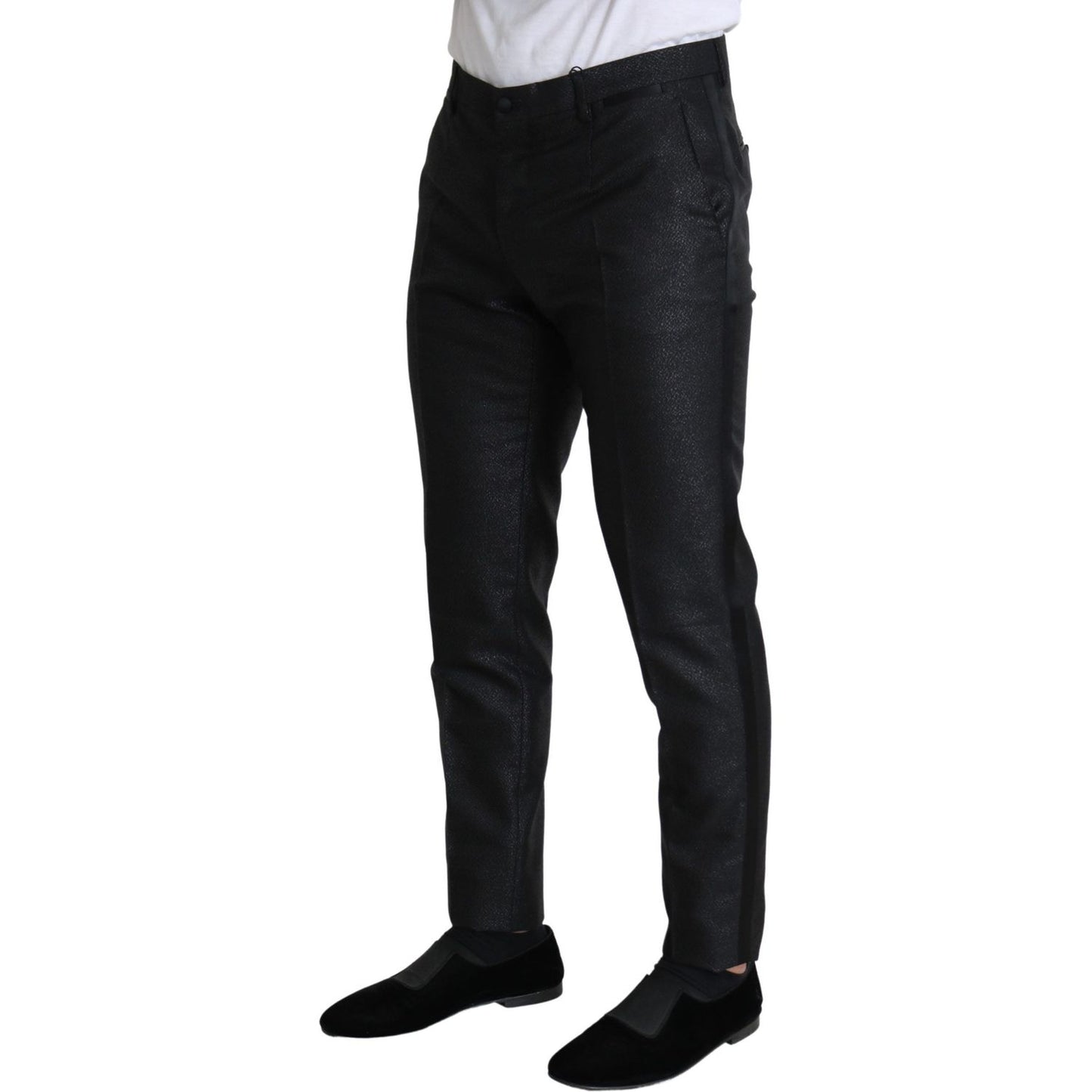 Dolce & Gabbana Elegant Metallic Black Dress Pants Jeans & Pants Dolce & Gabbana Black