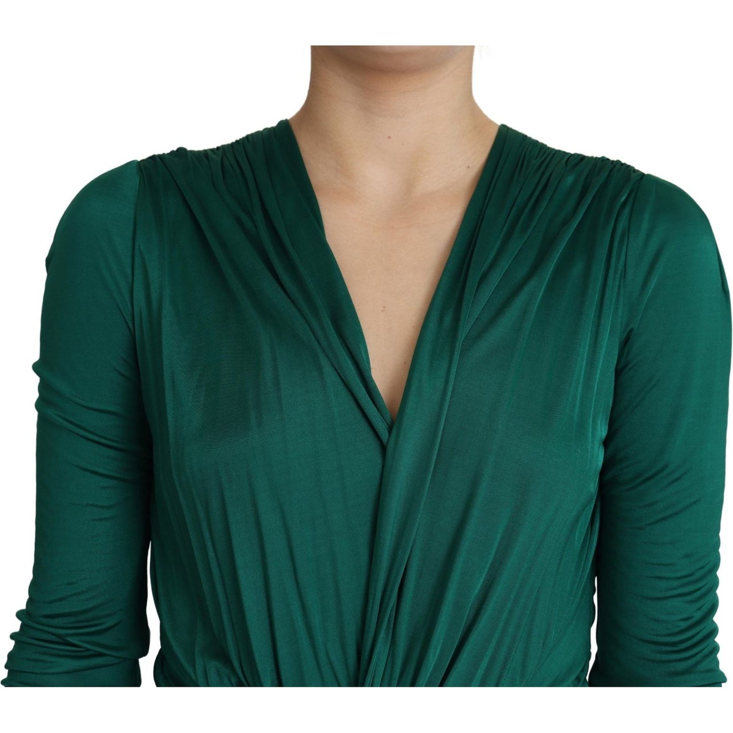 Dolce & Gabbana Green Fitted Silhouette Midi Viscose Dress DR2717-36