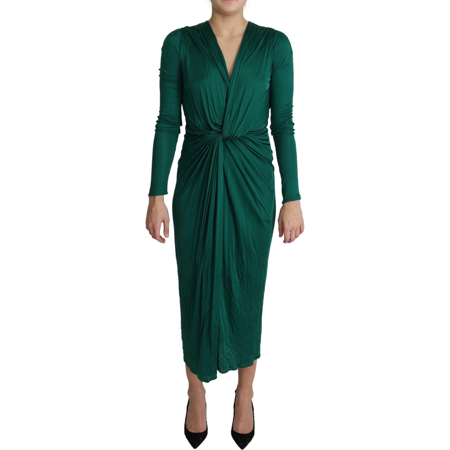 Dolce & Gabbana Green Fitted Silhouette Midi Viscose Dress DR2717-36