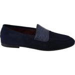 Dolce & Gabbana Blue Suede Caiman Loafers Slippers Shoes MV3705-39.5
