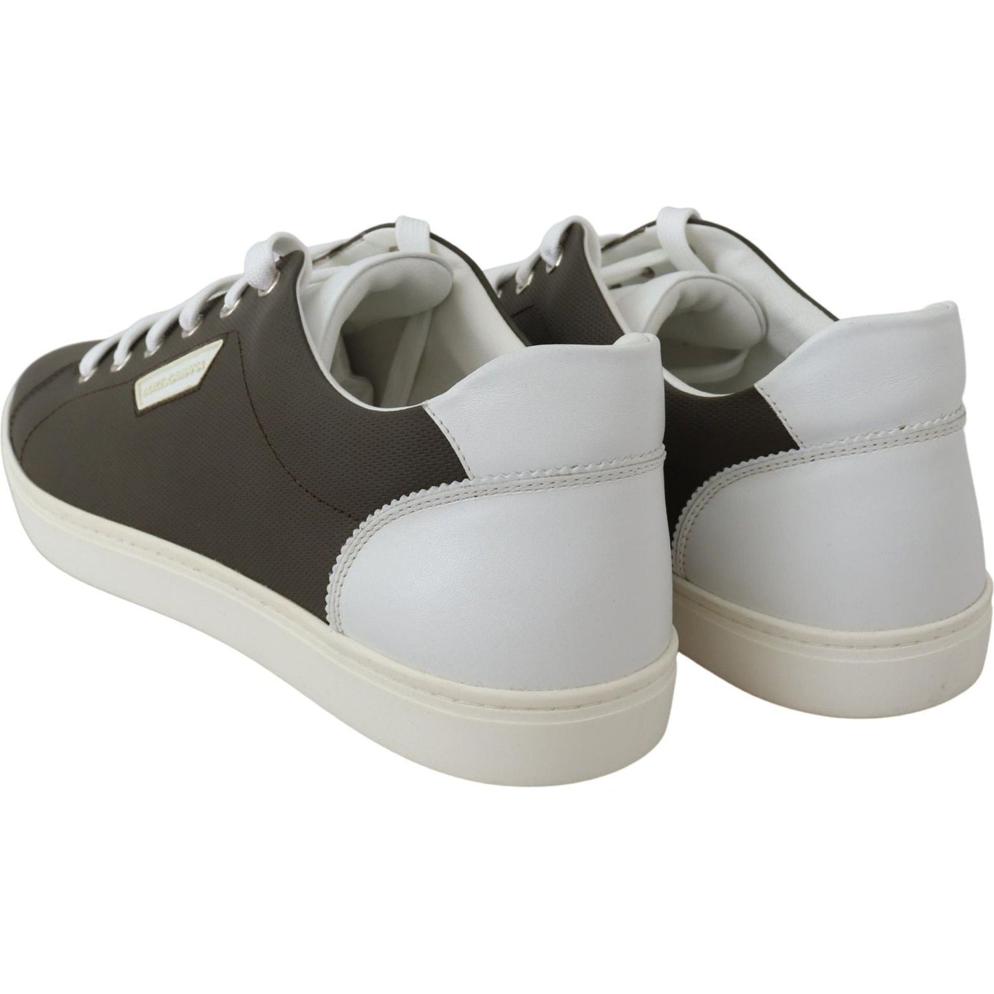Dolce & Gabbana Sleek White Leather Low Top Sneakers Dolce & Gabbana Gray