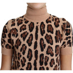 Dolce & Gabbana Beige Leopard Print Virgin Wool Turtleneck Top TSH5779-42