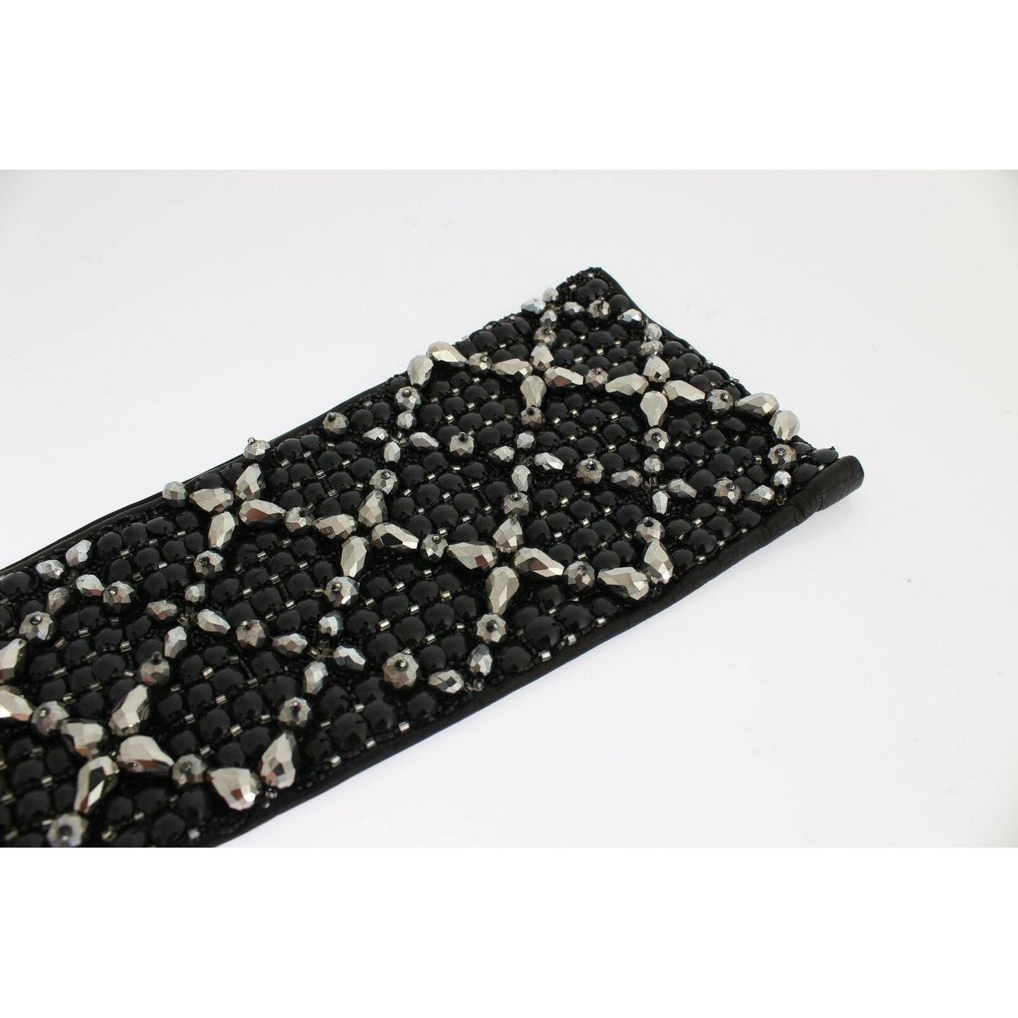 Dolce & Gabbana Elegant Crystal Beaded Leather Gloves Dolce & Gabbana Lavender