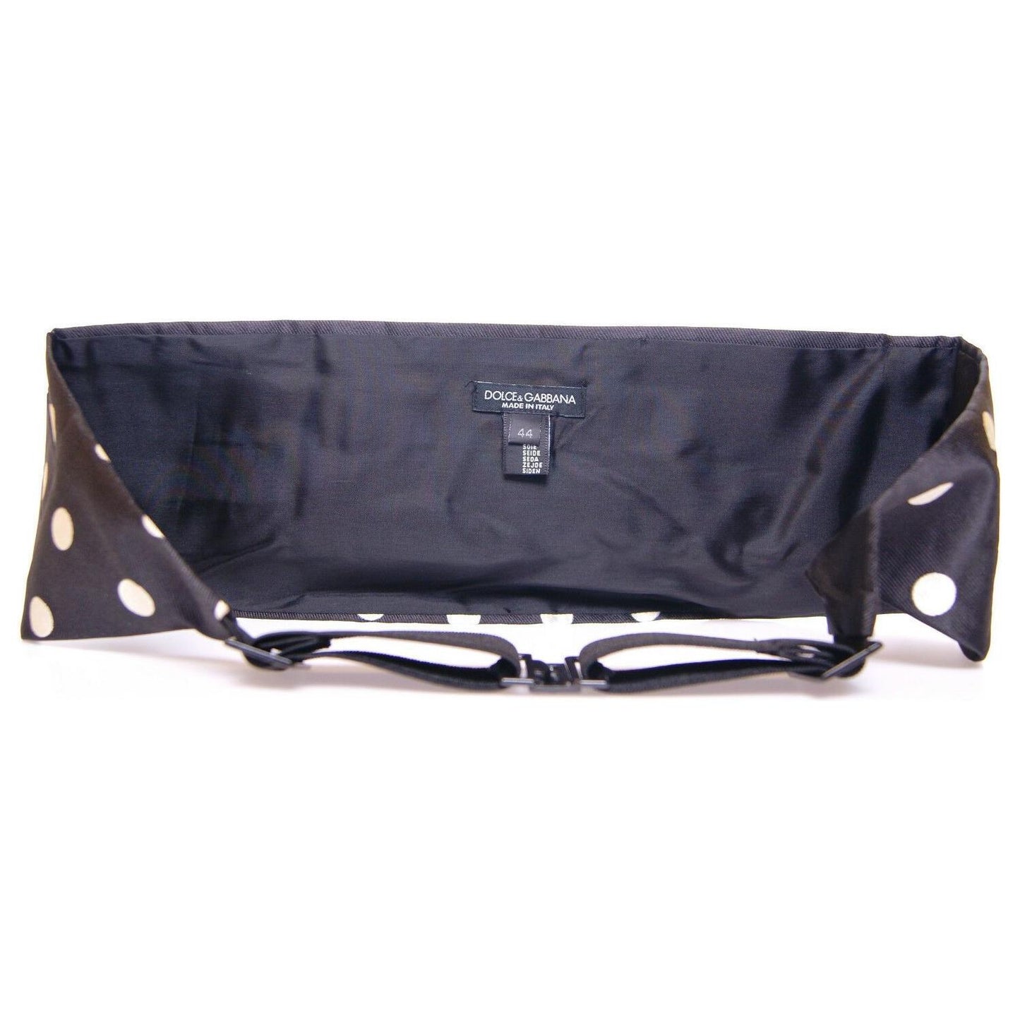 Dolce & Gabbana Elegant Silk Black Polka Dot Cummerbund Dolce & Gabbana Dark Slate Gray