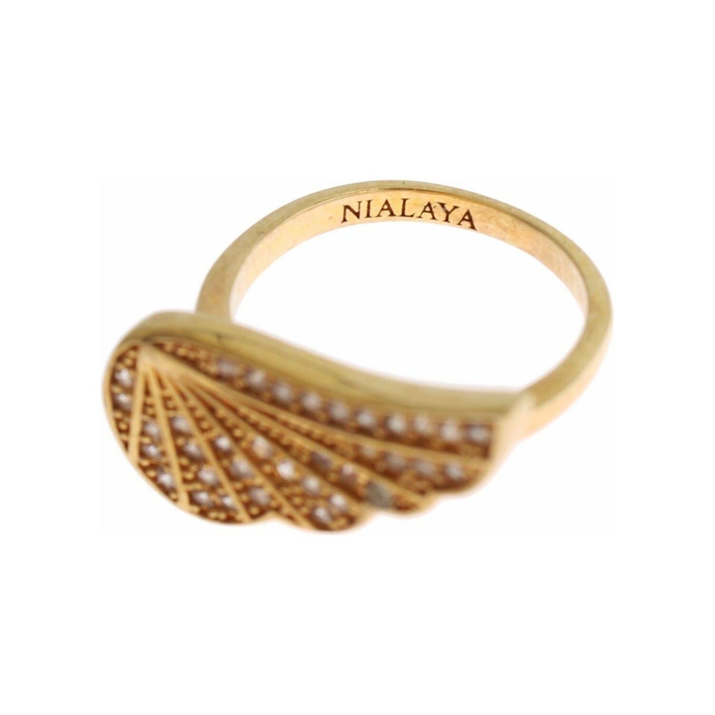 Nialaya Womens Clear CZ Gold 925 Silver Authentic Ring SIG19078-US4,5
