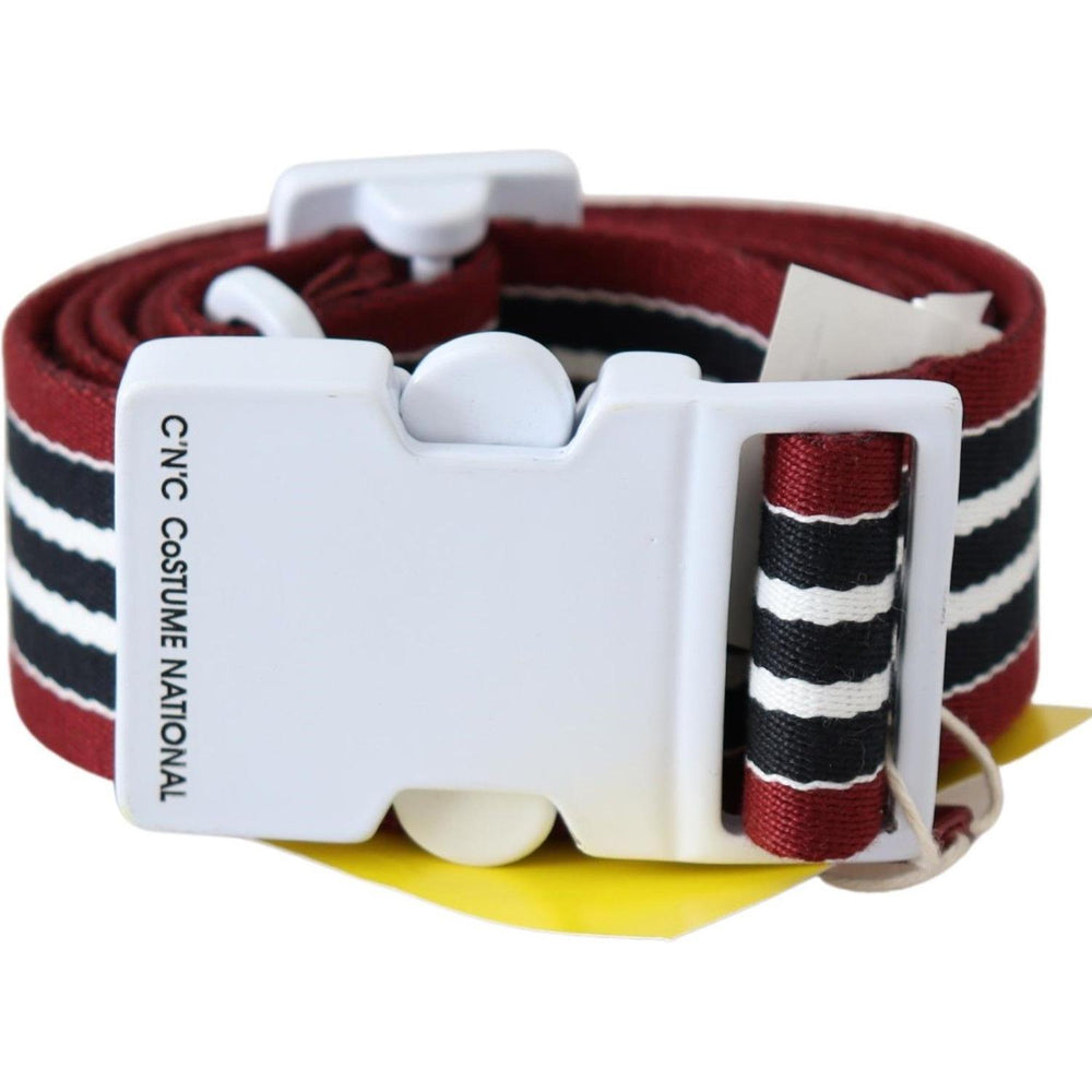 Costume National Black Red Stripe White Logo Buckle Waist Belt BEL8045-110