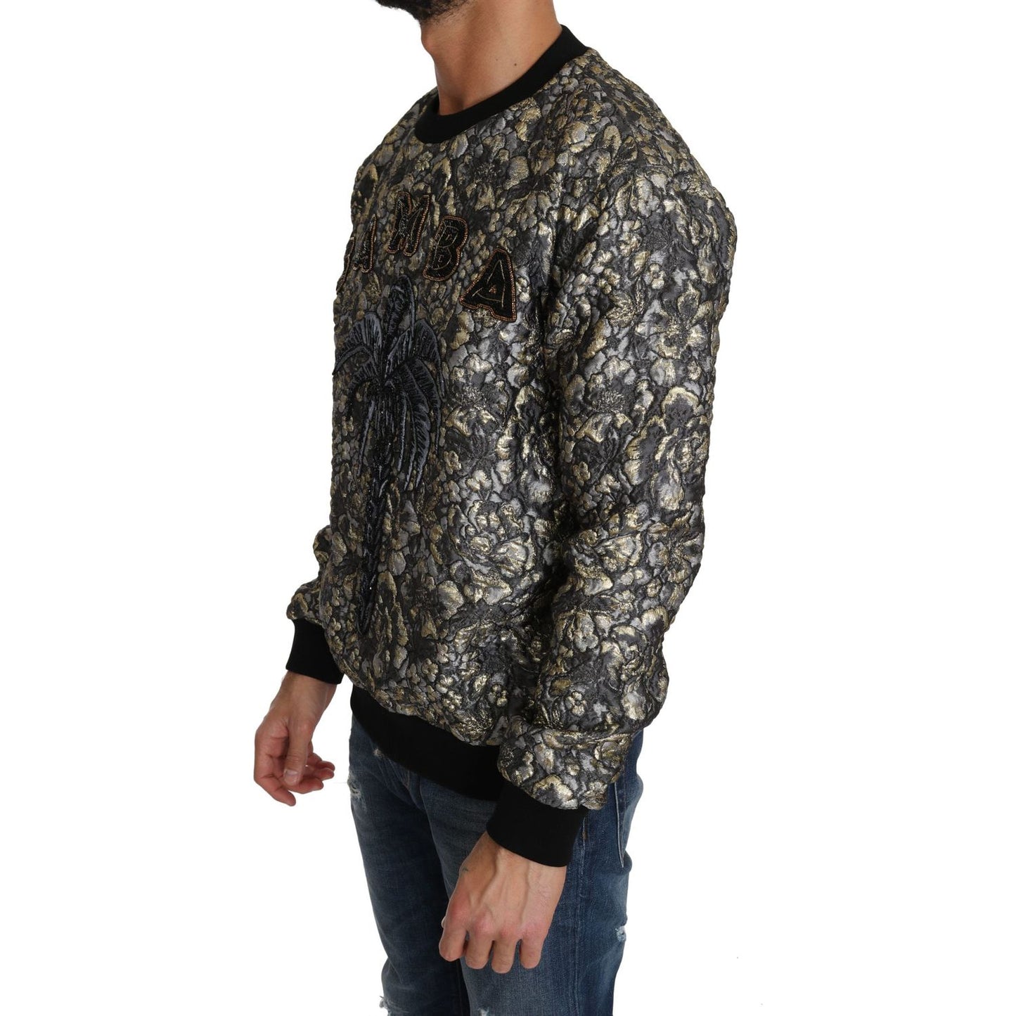 Dolce & Gabbana Samba Jacquard Palm Crewneck Sweater Dolce & Gabbana Dark Slate Gray
