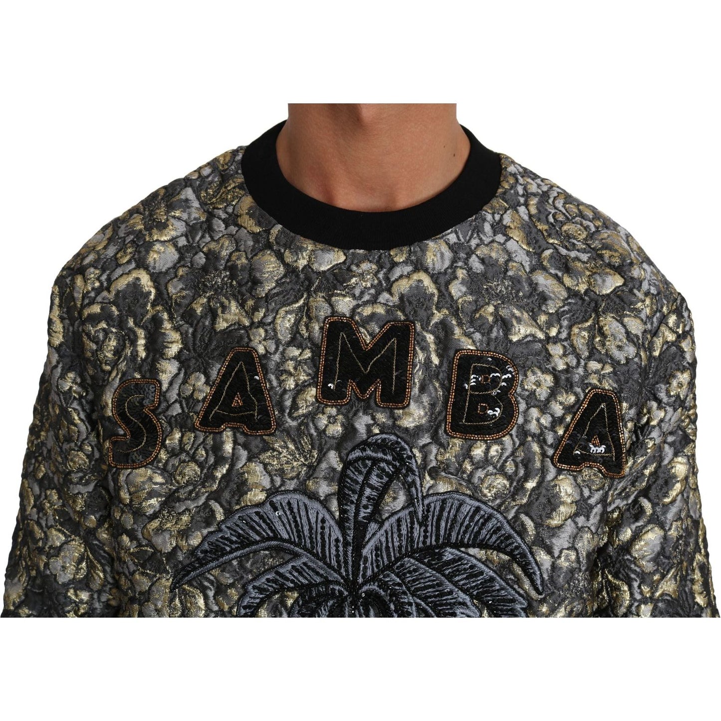 Dolce & Gabbana Samba Jacquard Palm Crewneck Sweater Dolce & Gabbana Dark Slate Gray