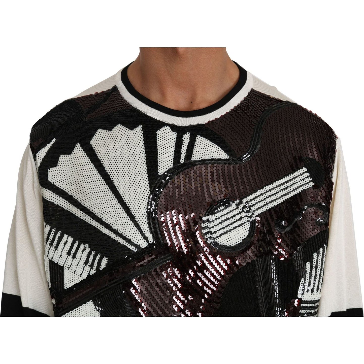 Dolce & Gabbana New York Jazz Sequined Silk Sweater Dolce & Gabbana Black