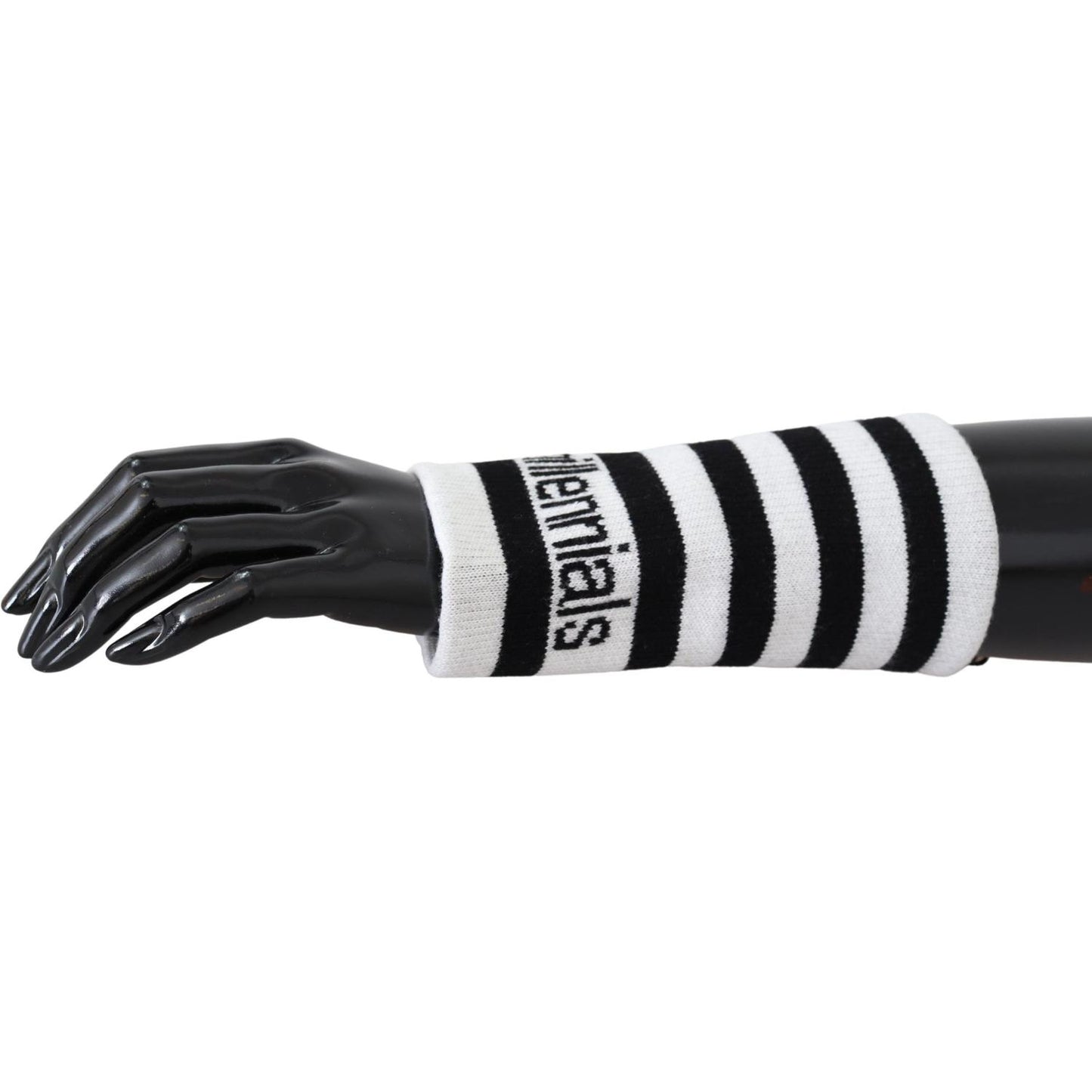 Dolce & Gabbana Elegant Black & White Wool Blend Wrist Wrap Dolce & Gabbana Dark Slate Gray