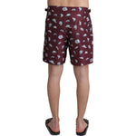 Dolce & Gabbana Maroon Hats Print Beachwear Shorts Swimwear BIK1118-IT4