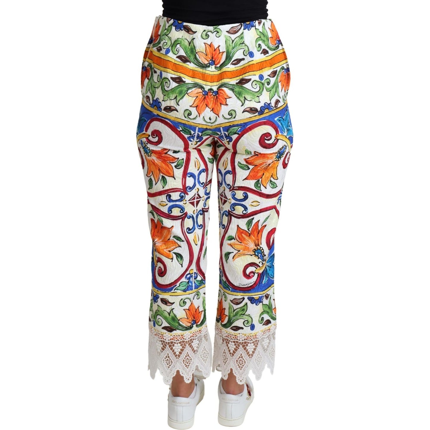 Dolce & Gabbana Multicolor Majolica Print Trouser Cotton Pants PAN71566-IT36