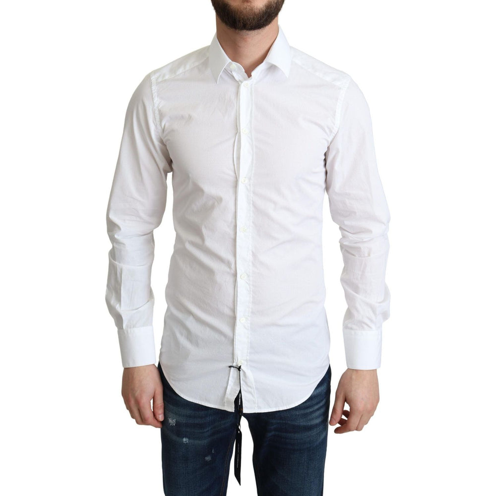 Dolce & Gabbana White Cotton Long Sleeves Men Formal Shirt TSH5903 -IT37