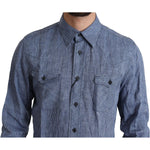 Dolce & Gabbana Blue Stripes Men Casual Button Down Shirt TSH6188-39