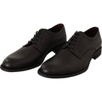 Dolce & Gabbana Black Leather Lace Up Mens Formal Derby Shoes MV3944-40.5