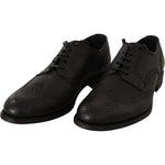 Dolce & Gabbana Black Leather Oxford Wingtip Formal Dress Shoes MV3974-39