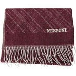 Missoni Maroon 100% Cashmere Unisex Neck Wrap Fringes Scarf MS2118BG