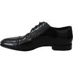 Dolce & Gabbana Black Leather Men Derby Formal Loafers Shoes MV3802 -39