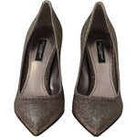 Dolce & Gabbana Gold Silver Fabric Heels Pumps Shoes LA9026-35.5