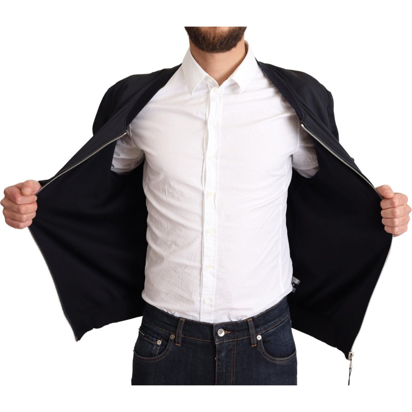 Dolce & Gabbana Elegant Silk Blend Bomber Jacket Dolce & Gabbana Black