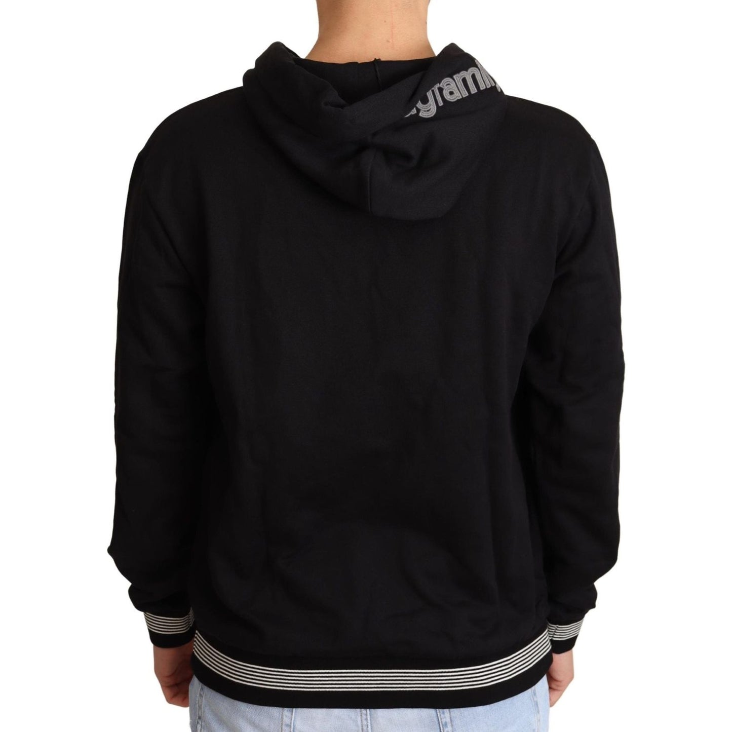 Dolce & Gabbana Elegant Embroidered Black Cotton Sweater Dolce & Gabbana Black