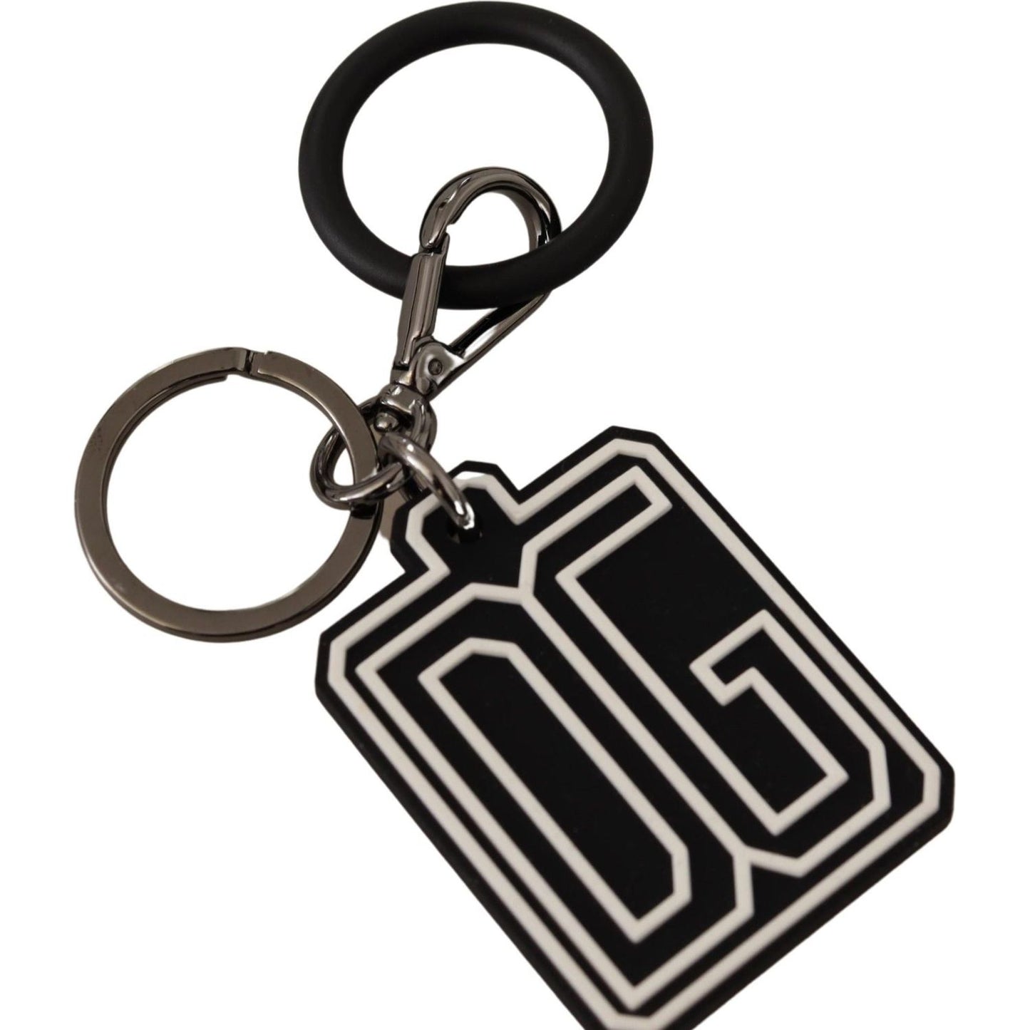 Dolce & Gabbana Elegant Silver & Rubber Designer Keyring Dolce & Gabbana Black
