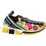 Dolce & Gabbana Yellow Multicolor Crystals Sneakers Shoes LA8936-36