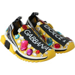 Dolce & Gabbana Yellow Multicolor Crystals Sneakers Shoes LA8936-36