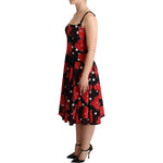 Dolce & Gabbana Black Red Bag Print A-line Mid Length Dress DR28087 -36
