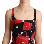 Dolce & Gabbana Black Red Bag Print A-line Mid Length Dress DR28087 -36