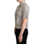 Dolce & Gabbana White Black Striped Collared Shirt TSH5965 -38