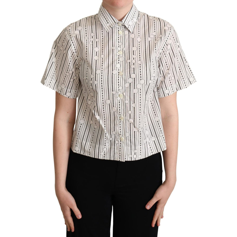 Dolce & Gabbana White Circles Dots Collared Button Up Shirt TSH5970 -40
