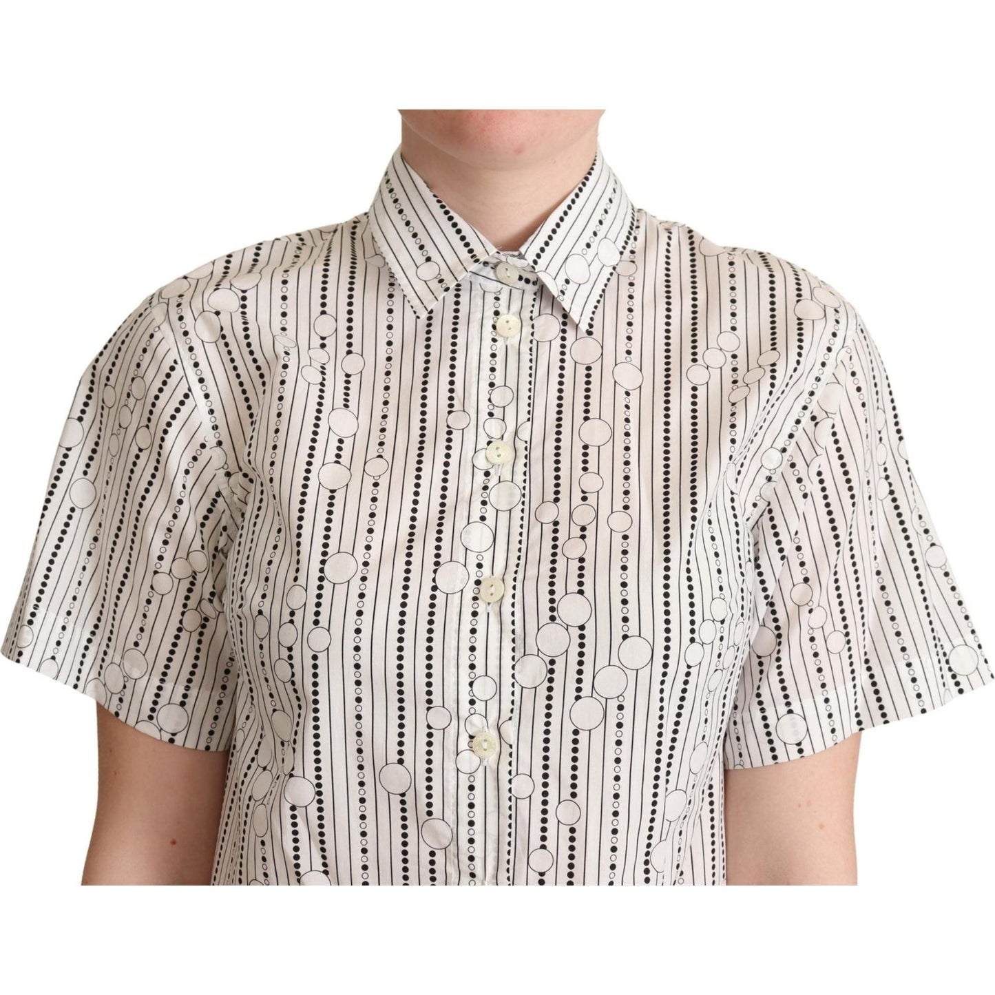 Dolce & Gabbana White Circles Dots Collared Button Up Shirt TSH5970 -40