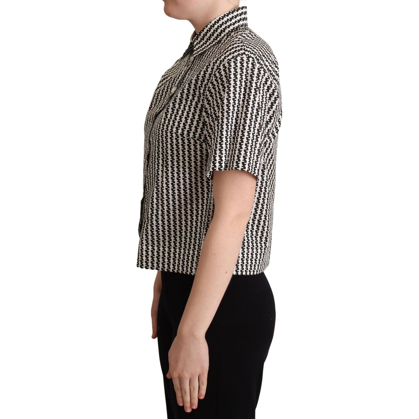 Dolce & Gabbana White Black Fantasy Pattern Shirt TSH5972 -40