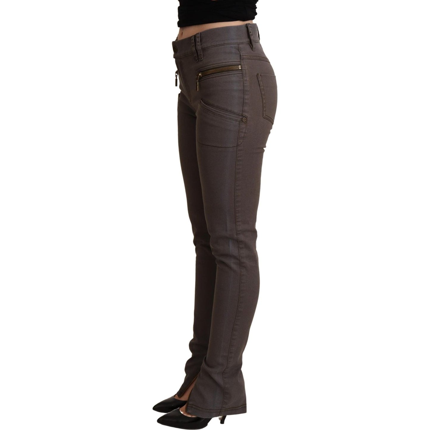 PLEIN SUD Chic Brown Slim-Fit Skinny Jeans PLEIN SUD Dark Slate Gray