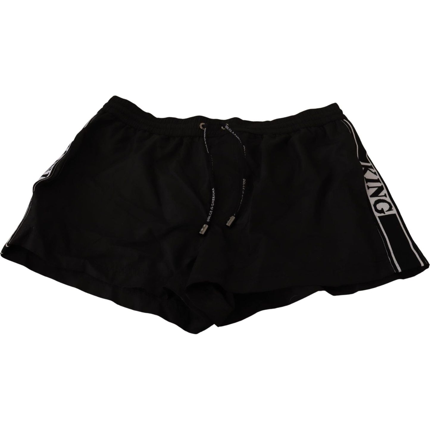 Dolce & Gabbana Elegant Black KING Motive Swim Trunks Dolce & Gabbana Black